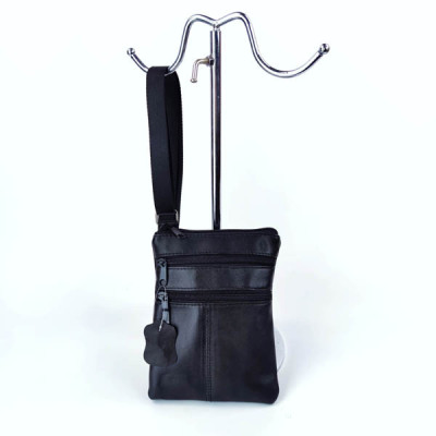 Borsello Unisex in Vera Pelle Piccolo Multitasche Nero Art. 1262